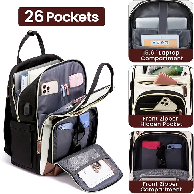 backpack laptop 17.3 inch hidden pockets Ponhog 17 for Men Black thick industrial zipper pulls and a sturdy molded plastic handle supported by metal grommets and cabling Pacsafe - GO 15L Backpack